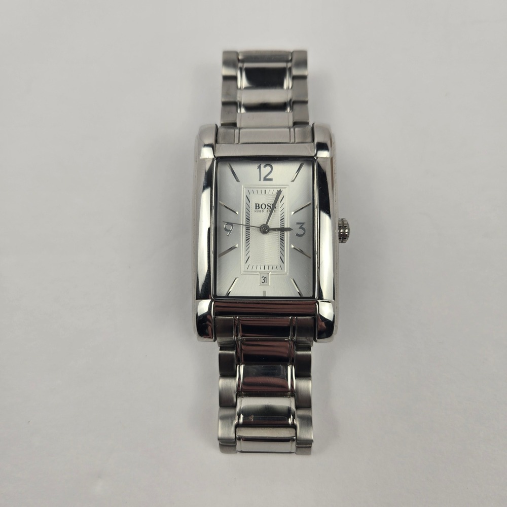 Hugo Boss Men's Rectangular Stainless Steel Watch Silver Dial HB.49.1.14.2080